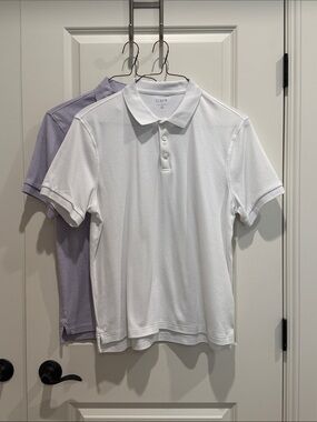 Men’s J Crew Short Sleeve Polo Bundle Of 2 White & Purple